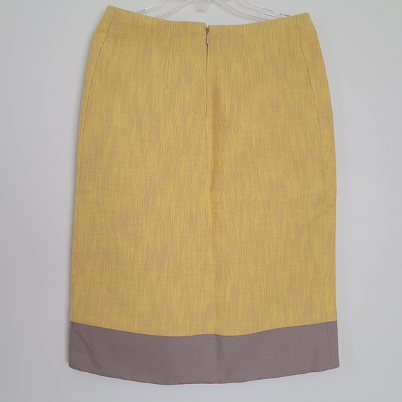 NWT Carven Yellow Beige 100% Cotton Tweed Pensil Knee Length Skirt 38 US 6 - Picture 2 of 9